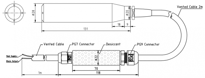 12V gelijkstroom hydrostatisch ondergrondse watervloeistofniveau detector waterdiepte sensor 1